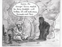 Bin Ladins Frau schimpft, Gaddafi-Besuch in Paris