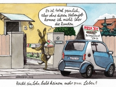 Osterhase, Pizzaausfahrer, Nebenjob