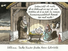 Weihnachten, Krippe, dicke Kinder ohne Lehrstelle