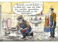 Finanzkrise, wertlose Aktienbündel in der Toilette