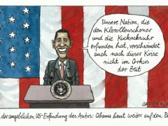 Obama, Amerika hat Auto, Klorollenschoner und Kuckucksuhr erfunden