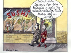 sushi Laden mit leuchtenden fischen