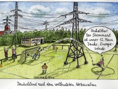 Strommast auf Fußballplatz