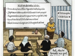 Deutschkurs im Flüchtlingszelt