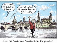 Merkel läuft über Wasser