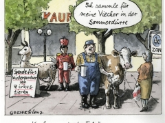 Bauer sammelt für Tier in der Dürre