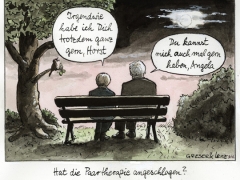 Merkel und Seehofer, Parkbank