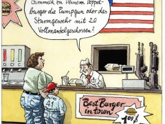 Waffen als Gimmick im Burgerladen