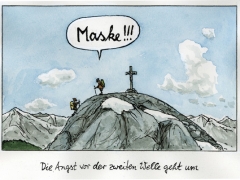 Bergsteiger ohne Corona-Maske