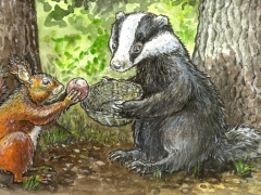 Rechteseite, Dachs kriegt Nuss