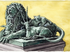 Denkmal Löwe, Waschbär