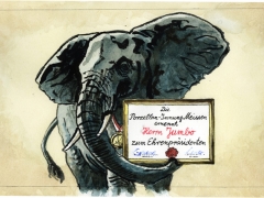 Staat und recht, Elefant mit Urkunde