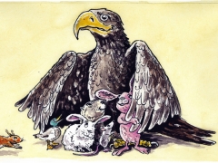 Adler behütet kleine Tiere