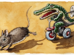 Maus von Blech verfolgt