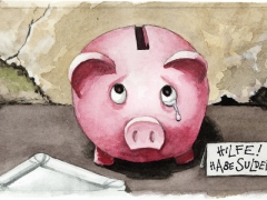 Staat und Recht, Sparschwein bettelt