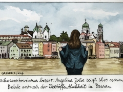 Hochwassertourismus, Jolie zeigt Brüste in Passau